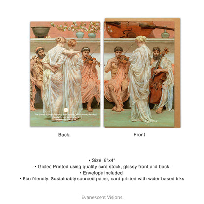 Quartet by Albert Joseph Moore Art Notecard  showing both the front and back design