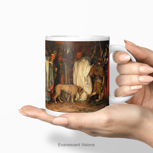 110oz glossy mug with Austin Abbey King Lear Shakespeare artwork