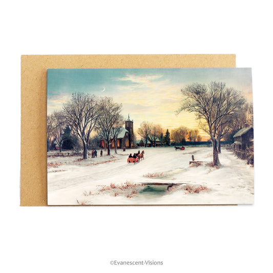 Christmas Eve by W C Bauer Fine Art Christmas Card with envelope