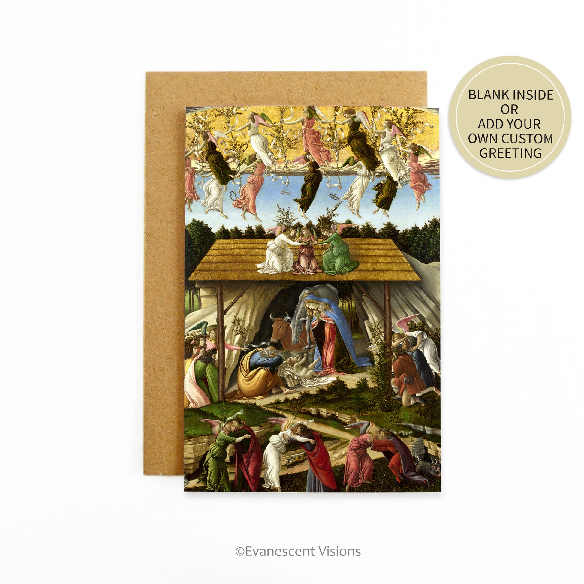 Botticelli Mystic Nativity Traditional Christmas Card with Envelope