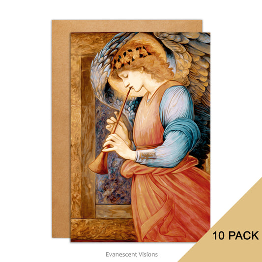 Burne-Jones Angel Playing a Flageolet Greeting Card with envelope10 Pack