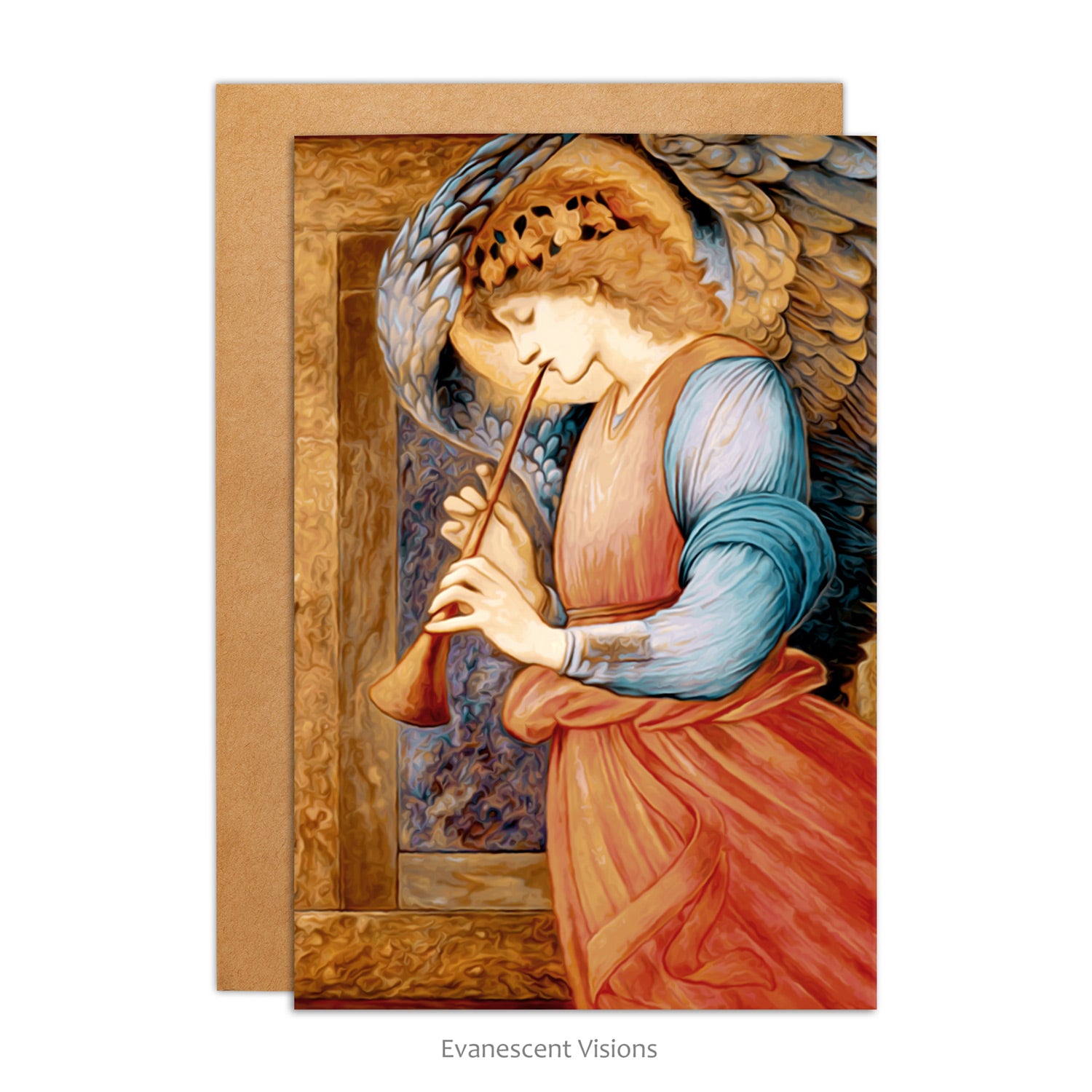 Burne-Jones Angel Playing a Flageolet Greeting Card with envelope