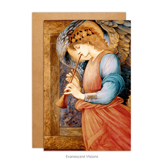 Burne-Jones Angel Playing a Flageolet Greeting Card with envelope