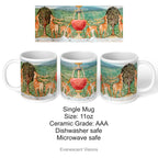 Product details for the Pre-Raphaelite Fine Art Mug with design by  Edward Burne-Jones called Deer by a Fountain
