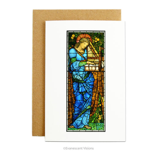 Saint Cecilia stained glass design greeting Cards with envelope