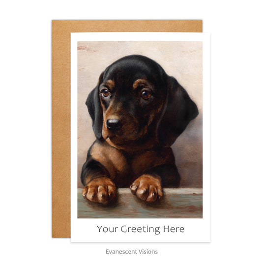  Carl Reichert's Young Dachshund Dog Art Personalised Greeting Card with an envelope