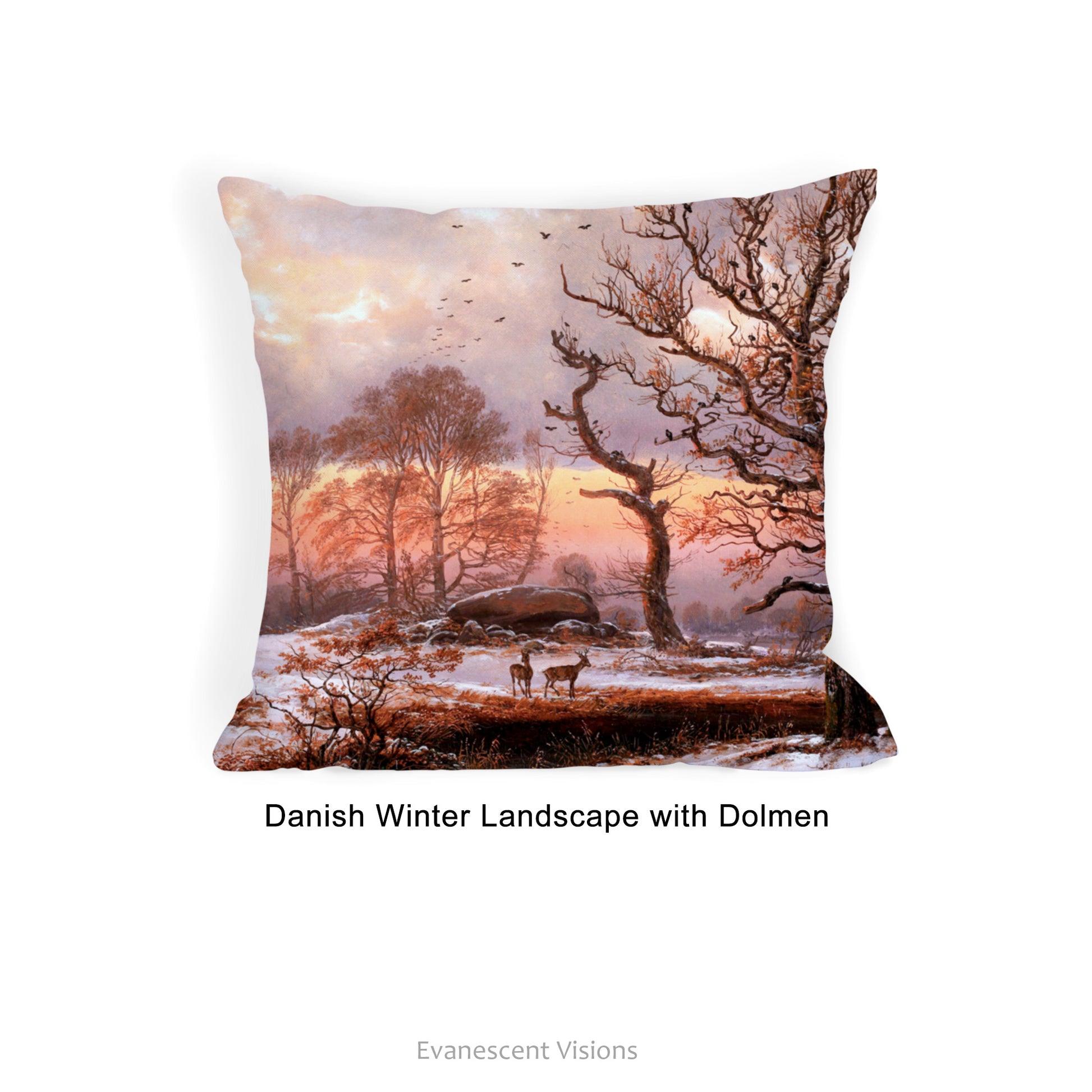 Winter Landscapes Decorative Art Cushion with design option Danish Winter landscape with Dolmen