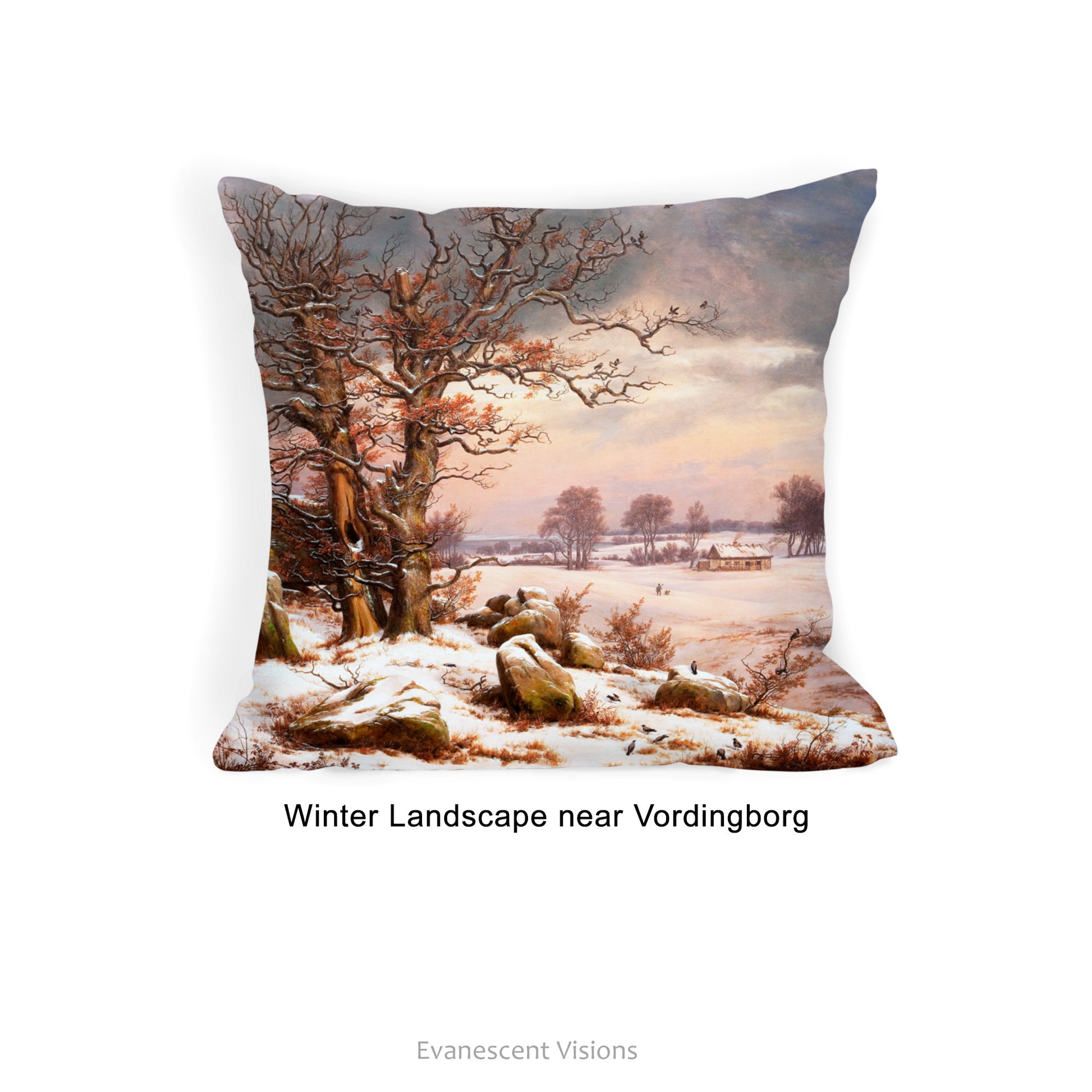 Winter Landscapes Decorative Art Cushion with design option Winter Landscape near Vordingborg