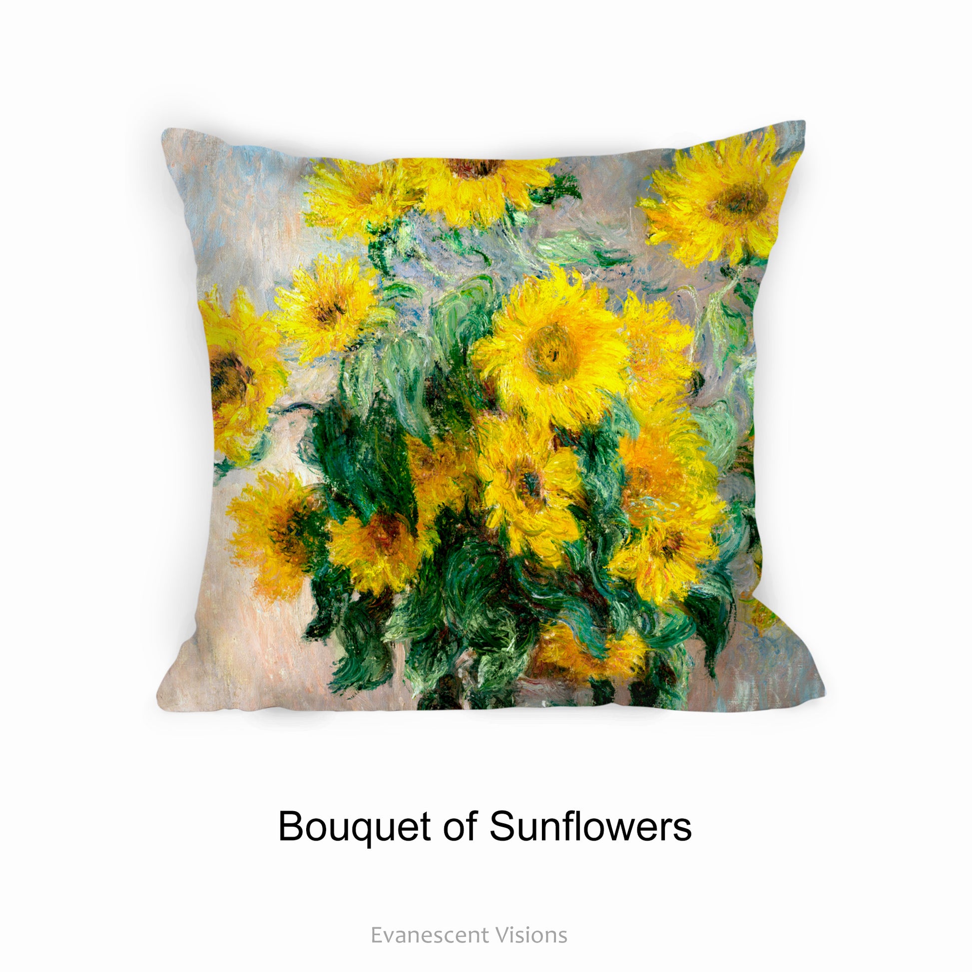 Claude Monet Bouquet of Sunflowers Decorative Art Cushion