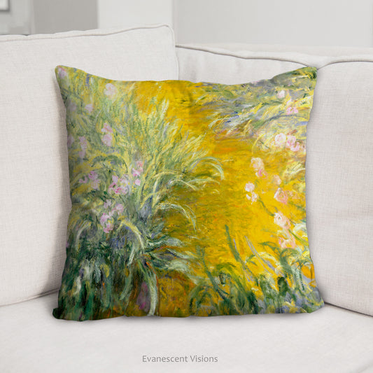 Claude Monet Decorative Art Cushion on a sofa