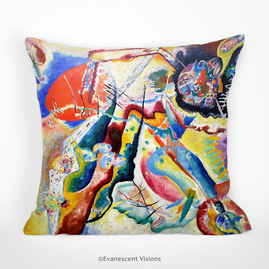 Front view of Kandinsky's Rotem Fleck Abstract design cushion 