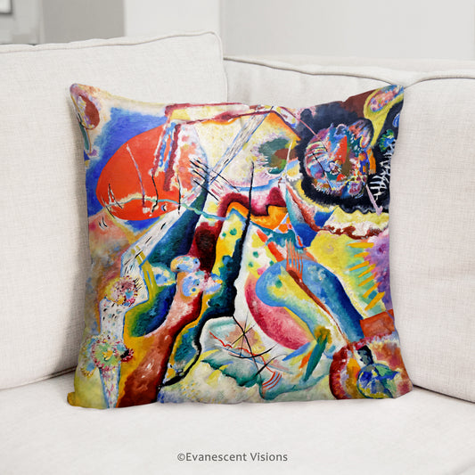 Kandinsky's Rotem Fleck Abstract design square cushion placed on a sofa