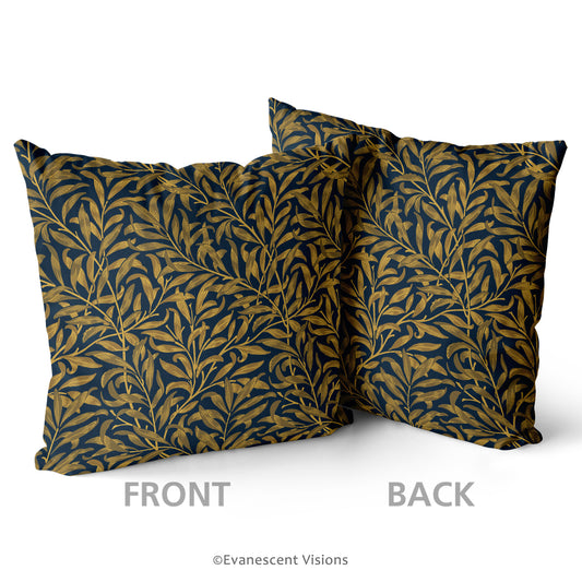 front and back sides of the front of the william morris willow bough cushion 