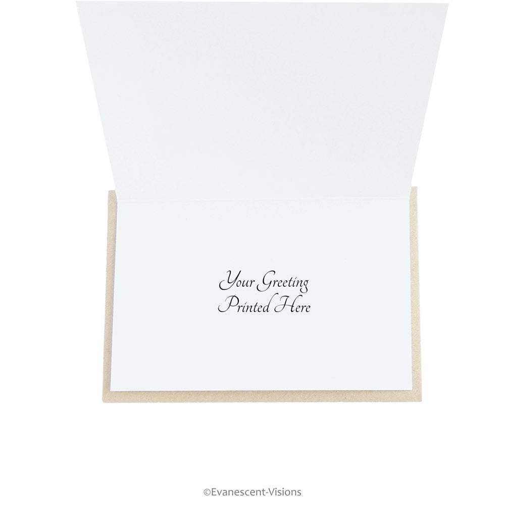 inside the card with a printed greeting