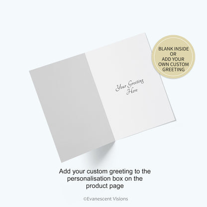 Inside view of the card with a custom greeting printed
