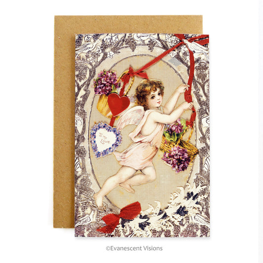 Vintage Style Cupid Love Card with envelope