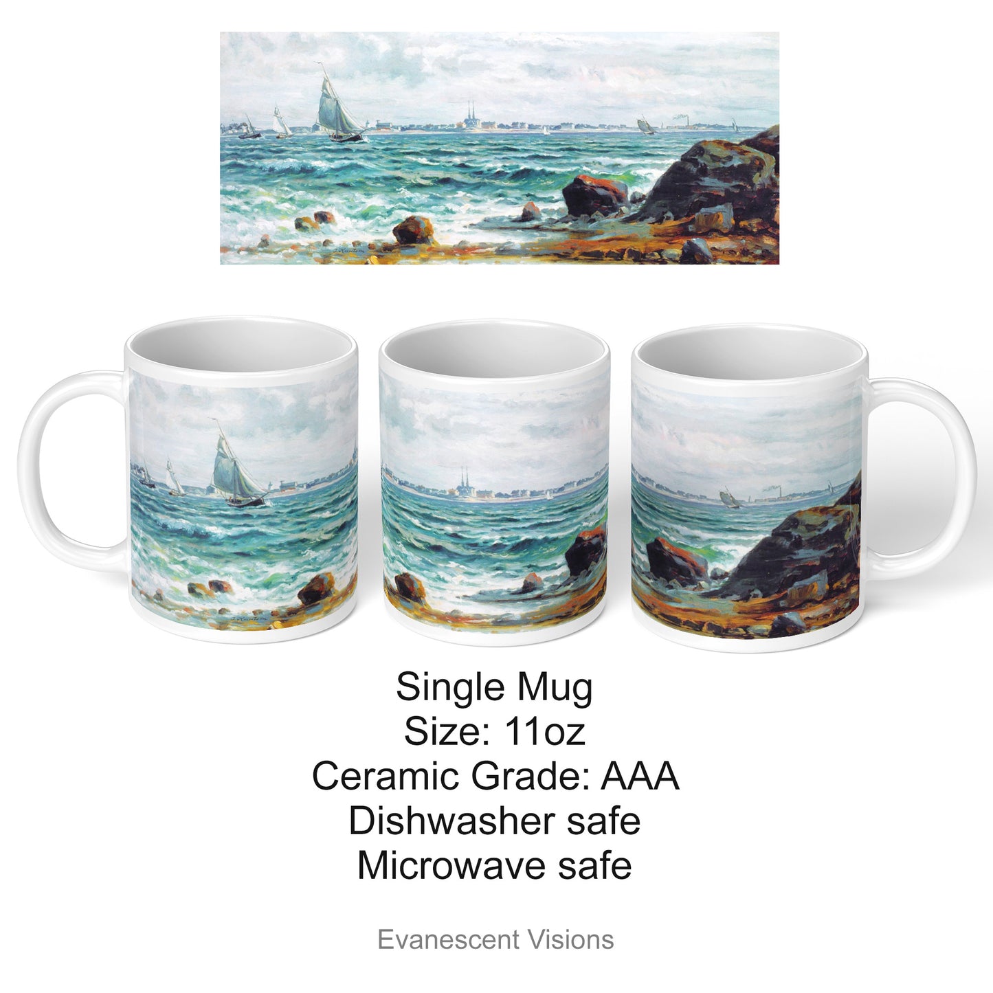 Fine Art Mug, Nautical Seascapes with Sailing Boats