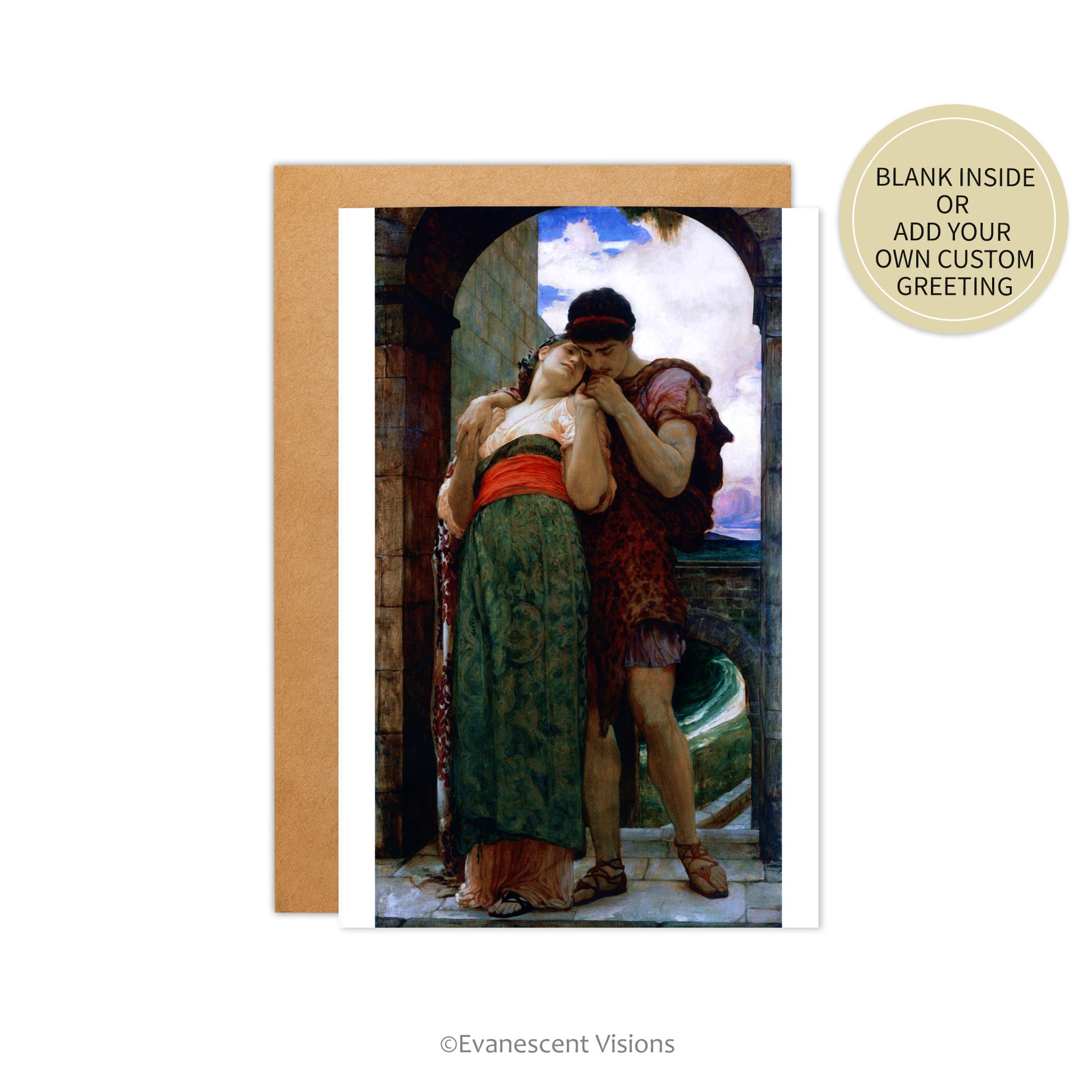 Personalised Anniversary Card with envelope featuring Frederic Leighton's artwork called 'Wedded' 