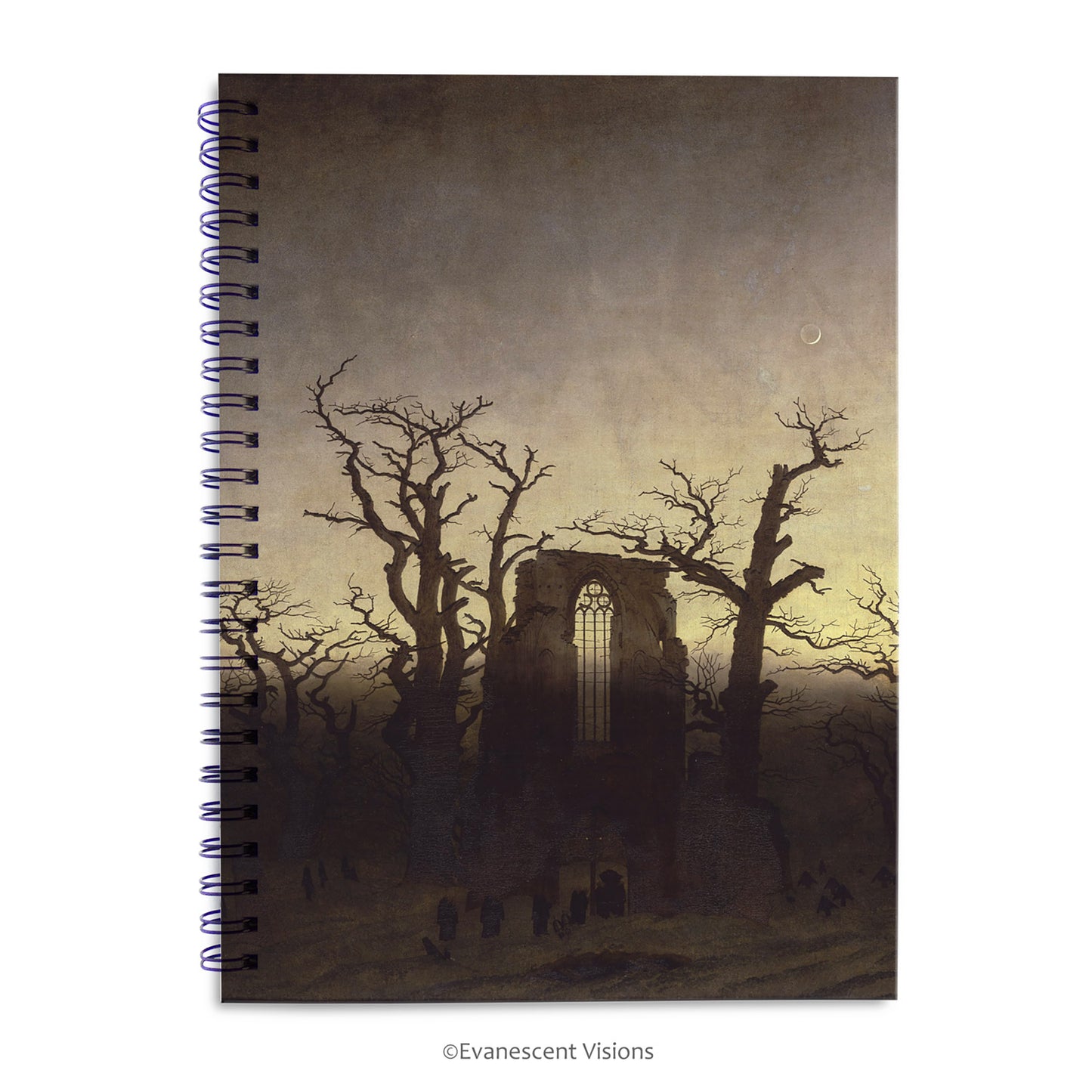 Caspar David Friedrich Abbey in the Oakwood Gothic Spiral Bound Notebook