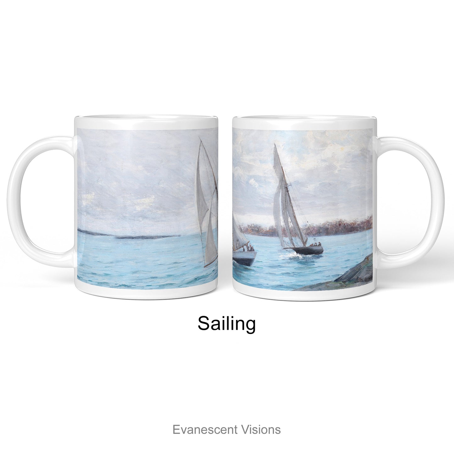 Nautical Mug with artwork 'Sailing' by Elin Kleopatra Danielson-Gambogi