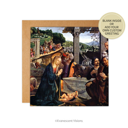 Adoration of the Shepherds Renaissance Nativity Scene Christmas Card with envelope
