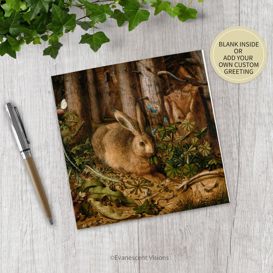 Hare in the Forest Fine Art Card,