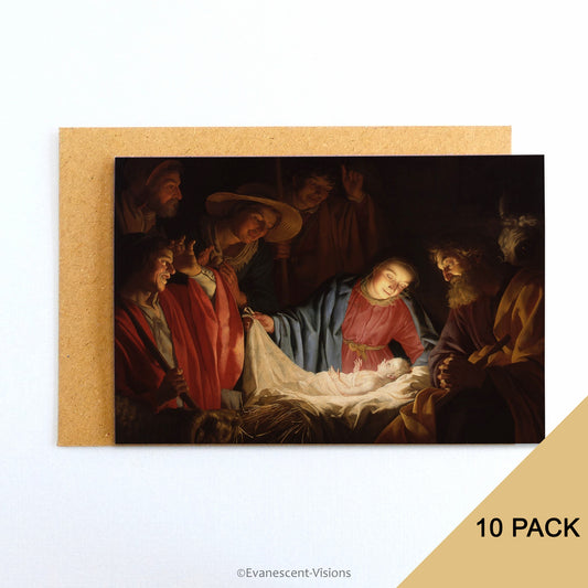Adoration of the Shepherds Nativity Scene Christmas card with envelope