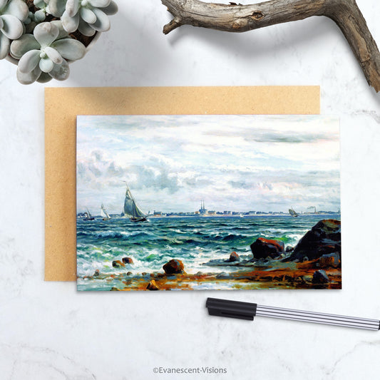 Knutson Helsinki Nautical Fine Art Greeting Card with pen and plants