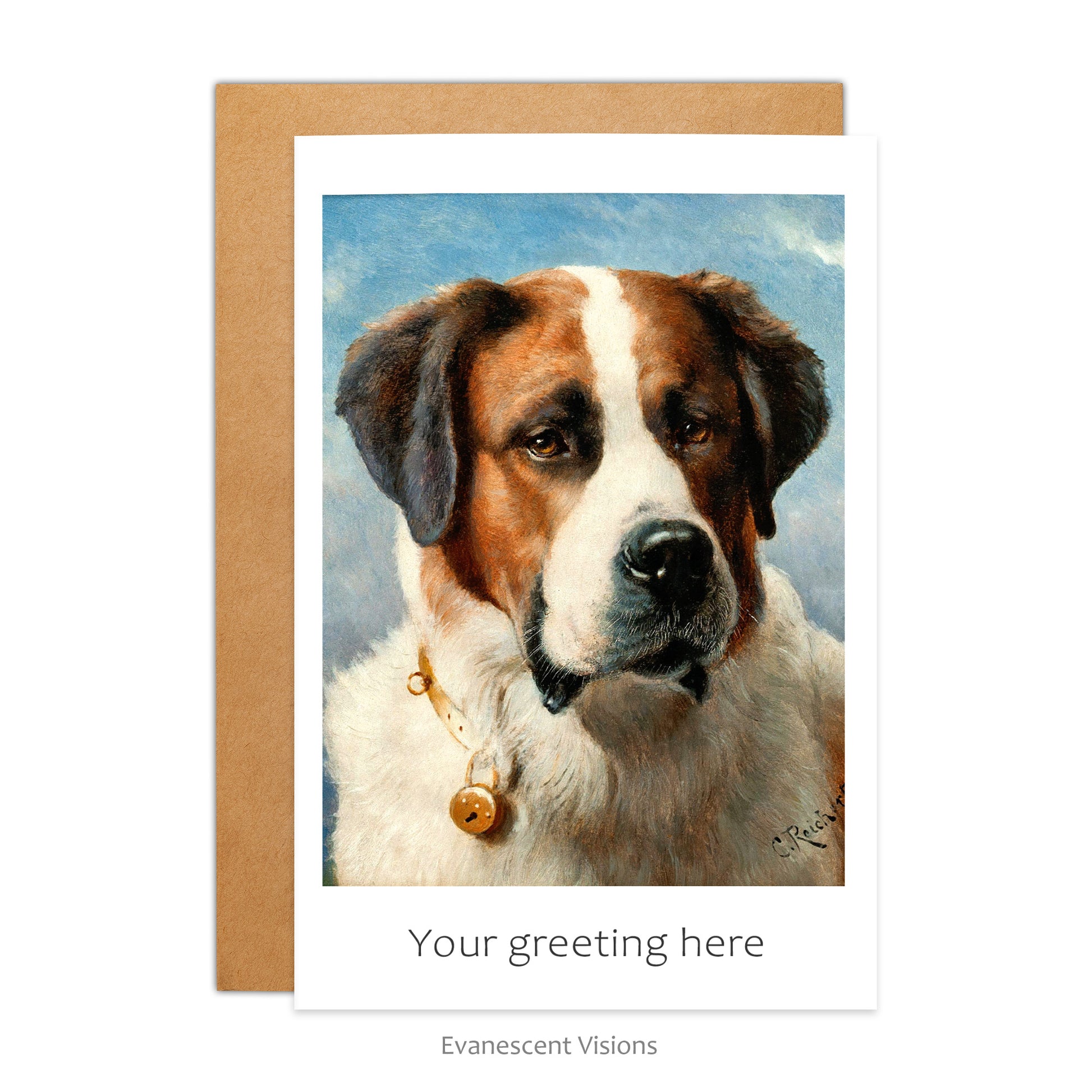 Karl Reichert St. Bernard Dog Personalised Art Greeting Card