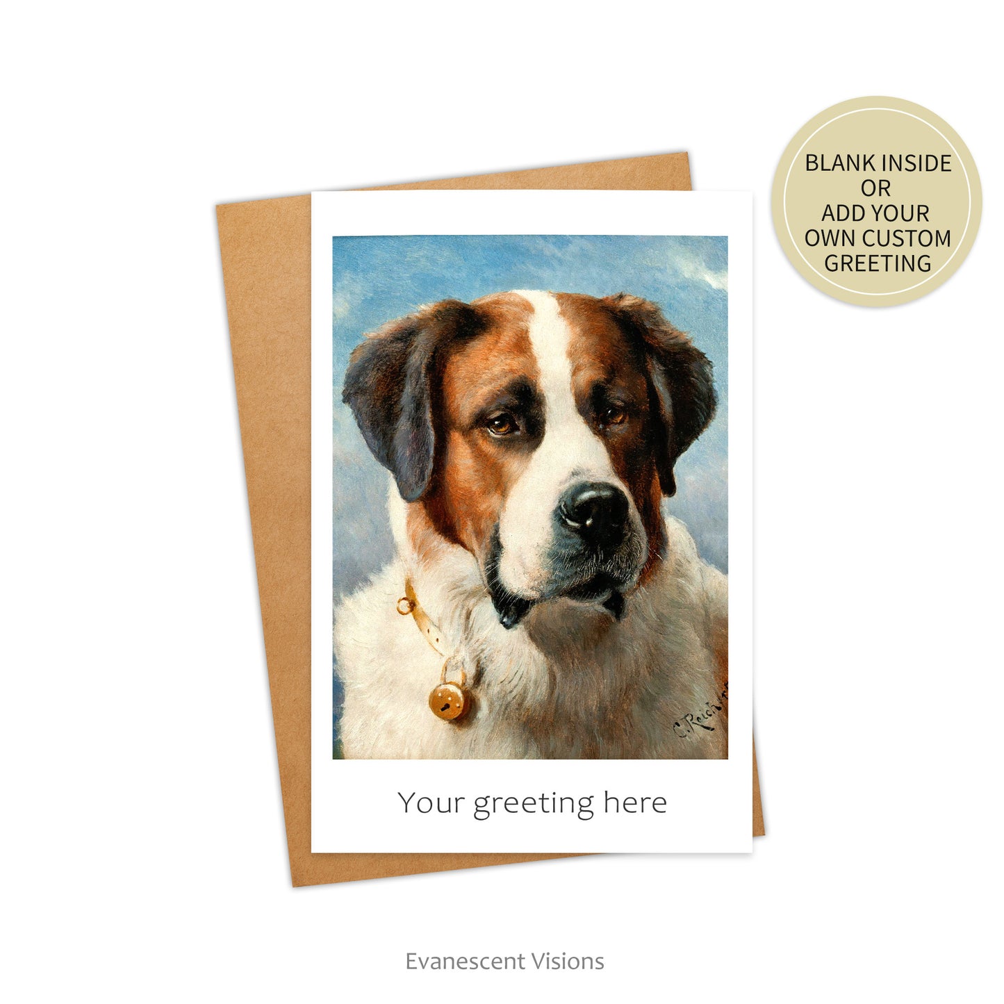 St. Bernard Dog Art Personalised Greeting Card