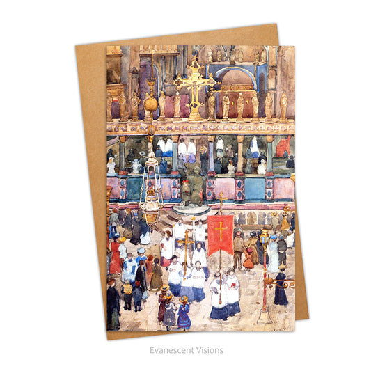 Easter Procession in Venice Watercolour Fine Art Print Card