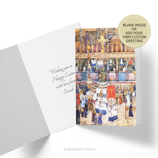 Inside and front view of the Easter Procession in Venice Fine Art Card
