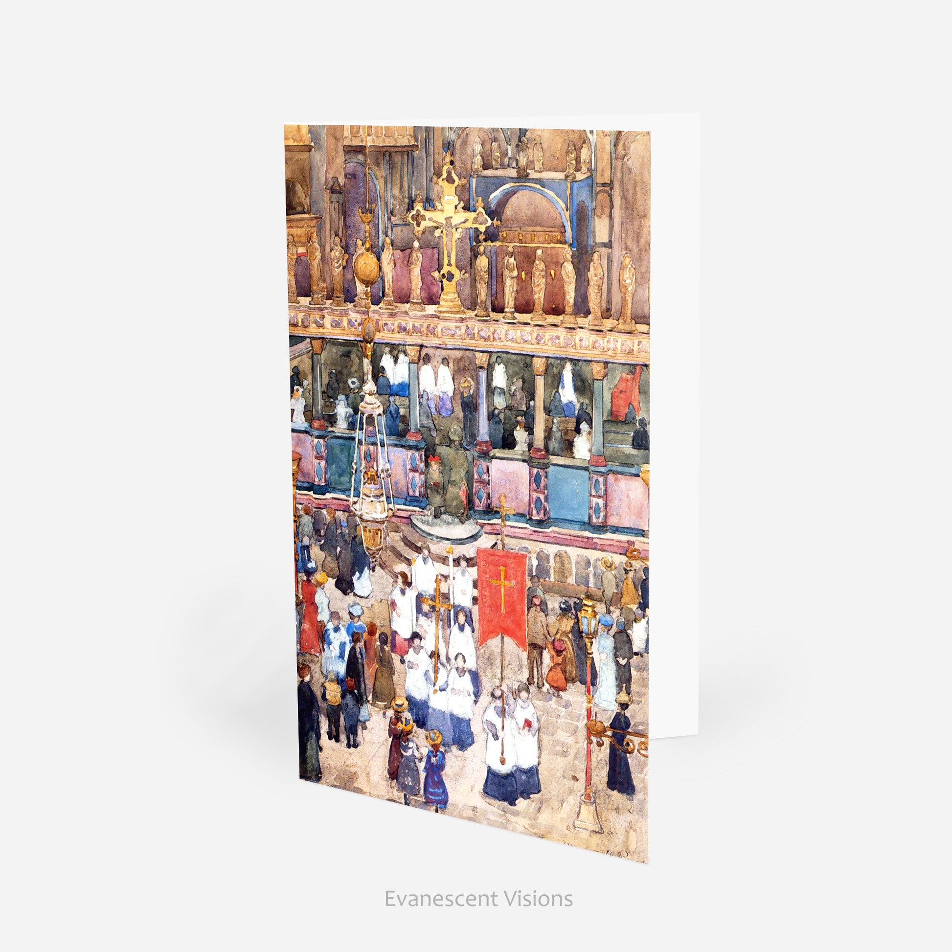 Easter Procession in Venice Fine Art Card standing on a table