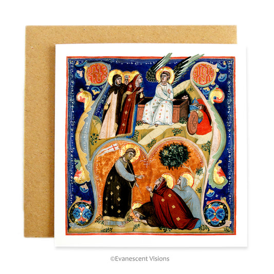 14th Century Medieval Illumination Easter or Christmas religious Greeting Card with envelope