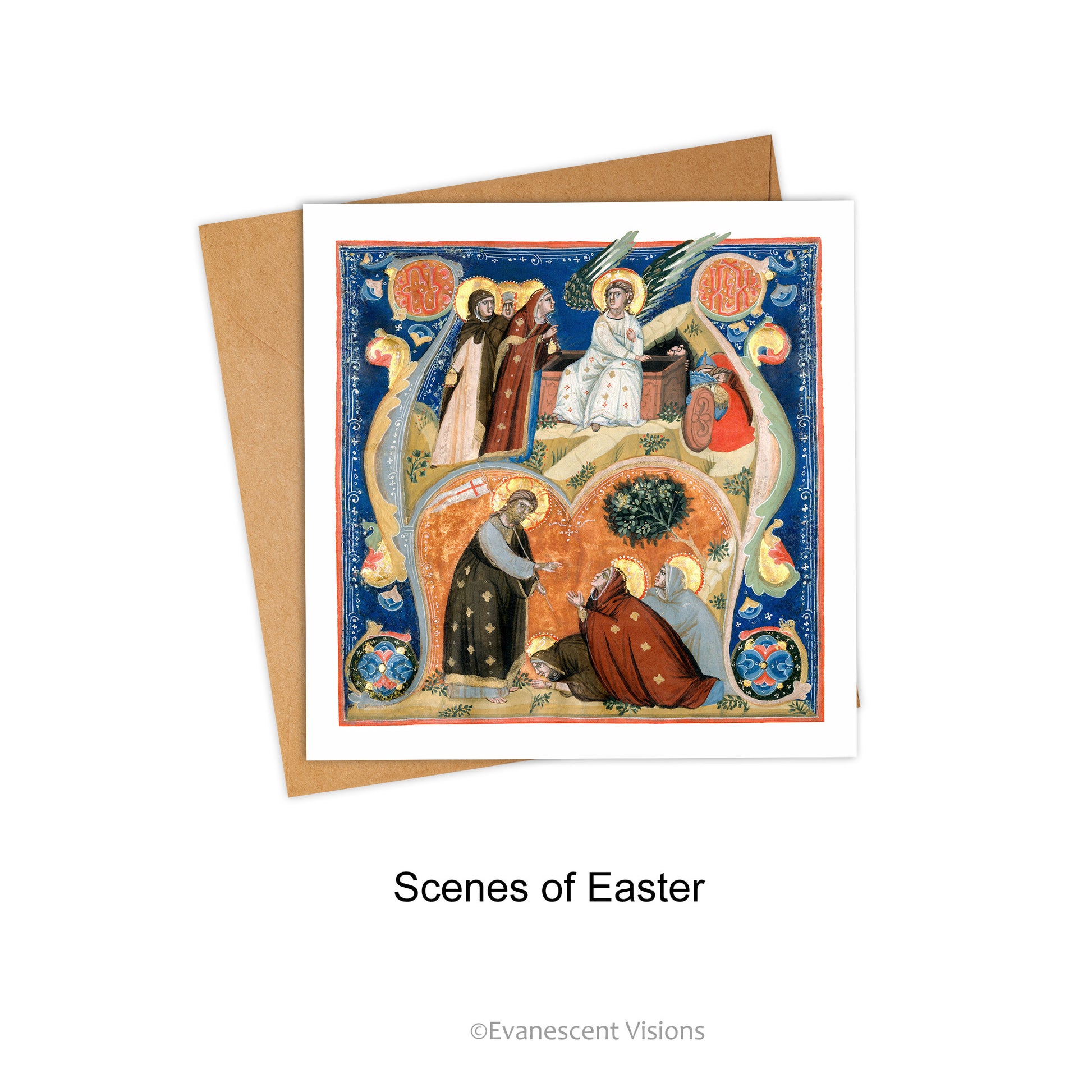 Medieval Illuminations Religious Greeting Card with the Scenes of Easter design