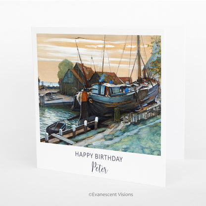 Mondrian Drydock at Durgerdam Personalised Birthday Card standing up