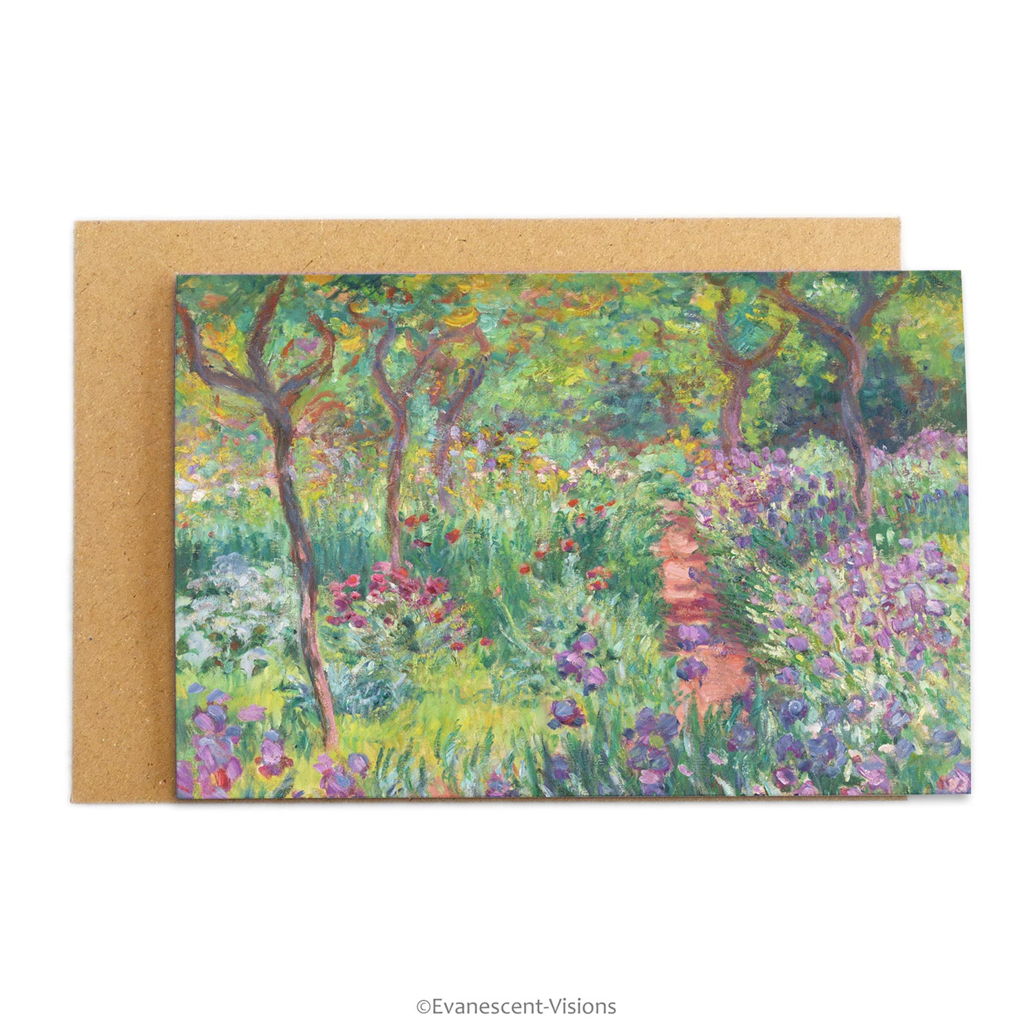 Claude Monet Artist's Garden design Fine Art Greeting Card with brown envelope