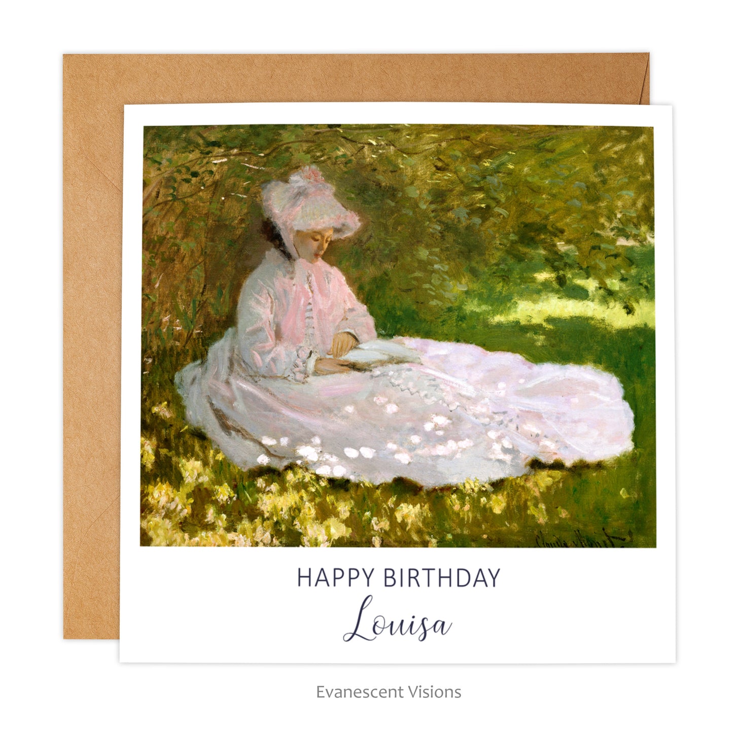 Monet's Springtime Art Personalised Birthday Card with envelope