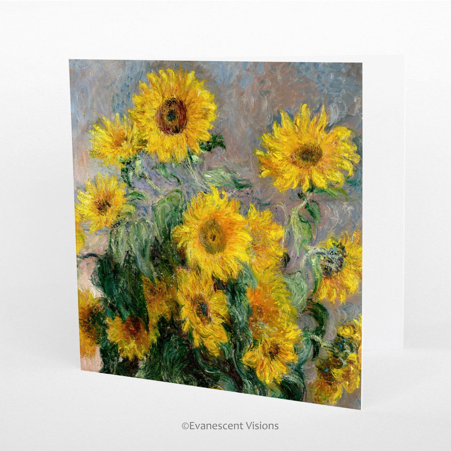 Monet Yellow Sunflowers Fine Art Cards standing up