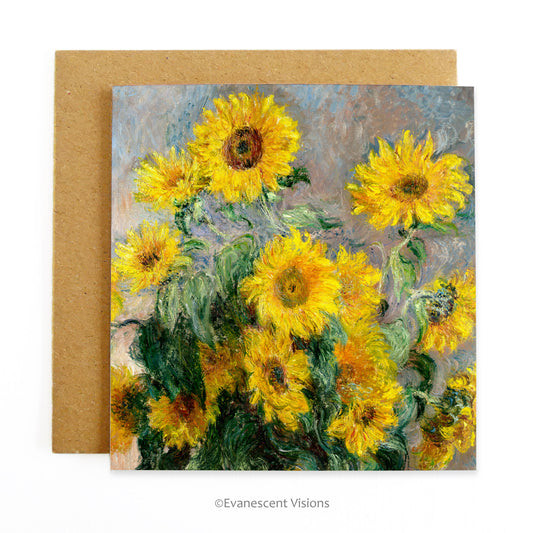 Monet Sunflowers Fine Art Floral Greeting Card, with envelope