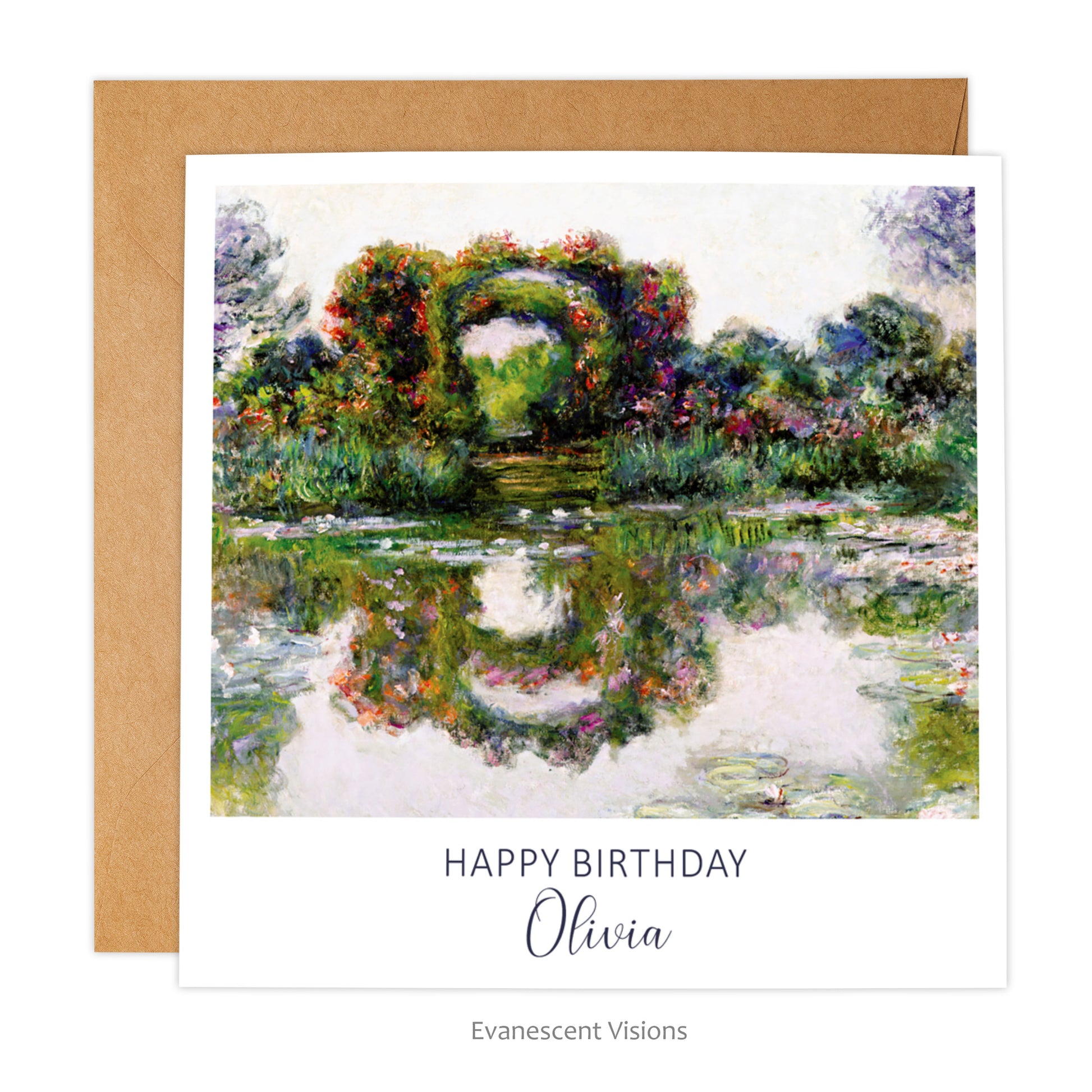 Monet Flowering Arches Giverny Art Personalised Art Birthday Card