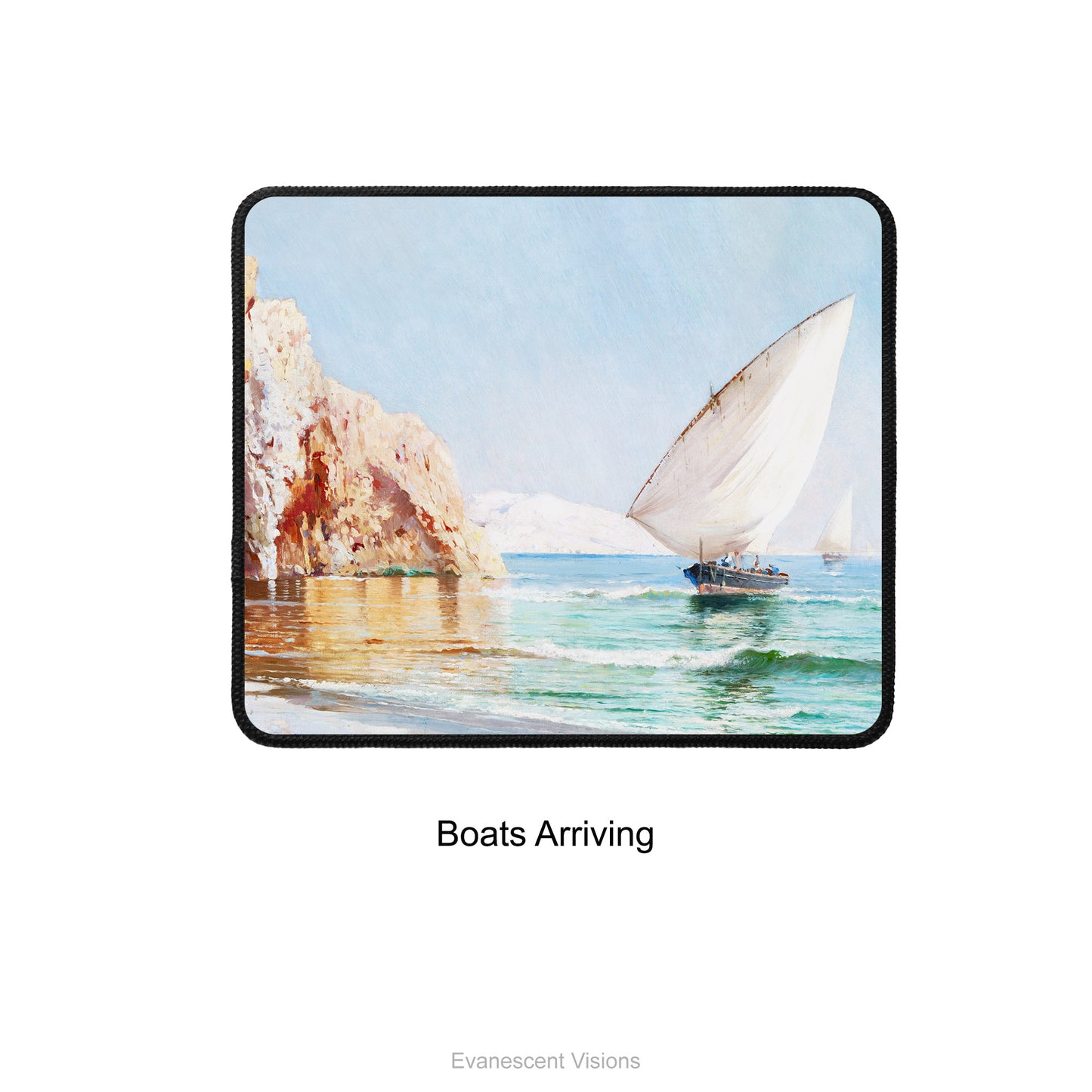 Boats Arriving, Ricardo Verdugo Landi Nautical Sailing Boat Mouse Mat