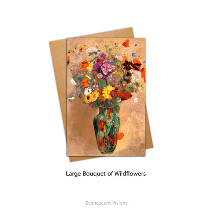 Flowers in a Vase Floral Fine Art Cards with Large Bouquet of Wildflowers design
