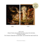 2 notecards showing the front and back views and product details of the Quarrel of Oberon and Titania Art Notecard