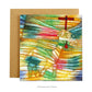 Colourful Lamb with cross easter or religious greeting card with envelope