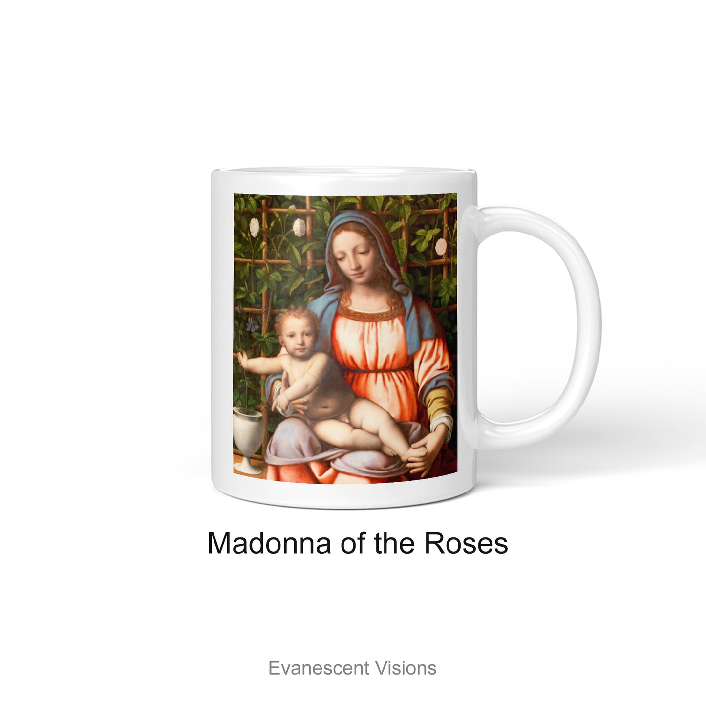 Fine Art Madonna and Child Religious Mug option 'Madonna of the Roses'