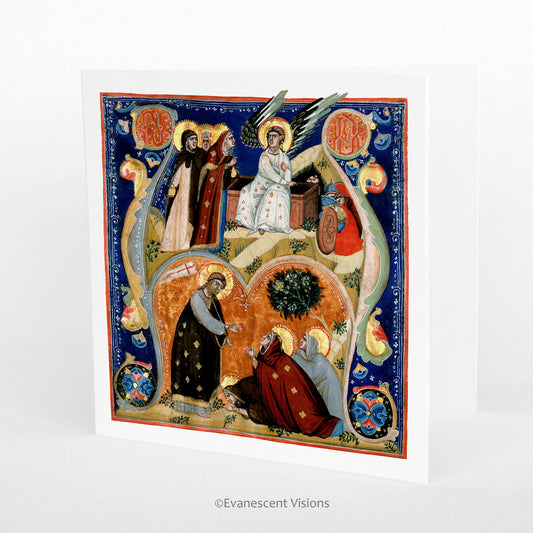 14th Century Medieval Illumination Easter or religious Greeting Card  standing