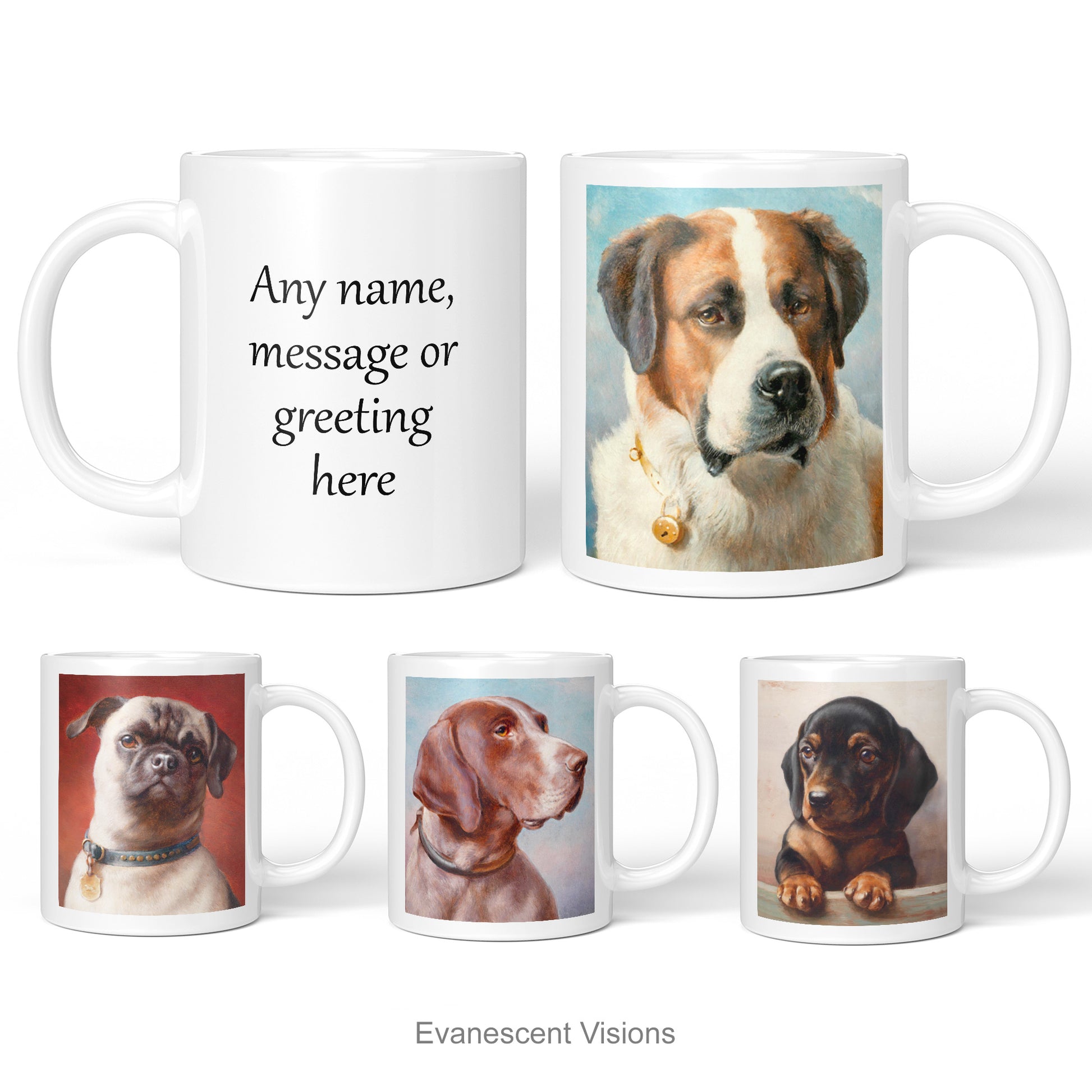 Fine Art Personalised Dog Portrait Art Mugs