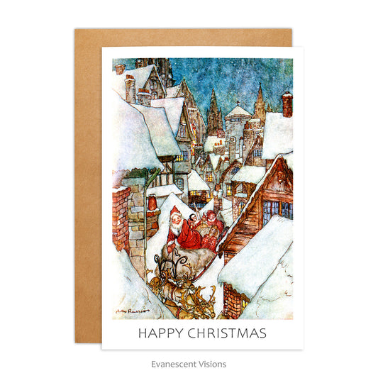 Arthur Rackham Night before christmas Santa Claus Christmas Card with envelope