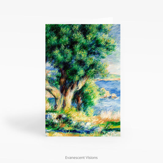 Landscape on the Coast near Menton Renoir Art Notecard standing on a surface